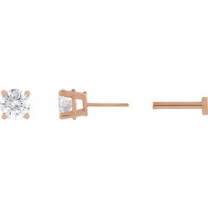14K Rose Gold 1/2 CT Natural  Diamond Earring