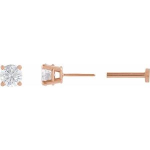 14K Rose Gold 1/4 CT Lab-Grown Diamond Earring