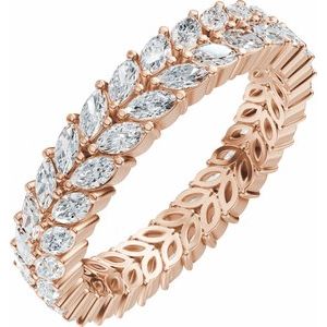 14K Rose Gold Natural Diamond Eternity Band Size 7