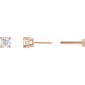 14K Rose Gold 1/6 CT Natural Diamond  Earring