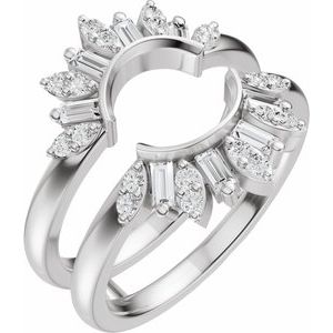 14K White Gold 3/8 CTW Natural Diamond Ring Guard