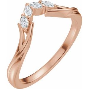 14K Rose Gold 1/8 CTW Natural Diamond Contour Band