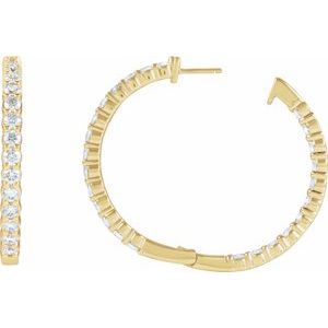 14K Yellow Gold 5 CTW Natural Diamond Inside-Outside Hinged 37.8 mm Hoop Earrings