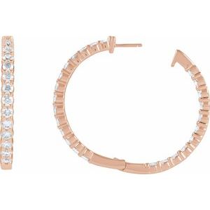 14K Rose Gold 5 CTW Lab-Grown Diamond Inside-Outside Hinged 37.8 mm Hoop Earrings