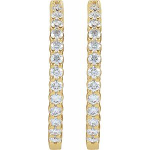 14K Yellow Gold 5 CTW Lab-Grown Diamond Inside-Outside Hinged 37.8 mm Hoop Earrings