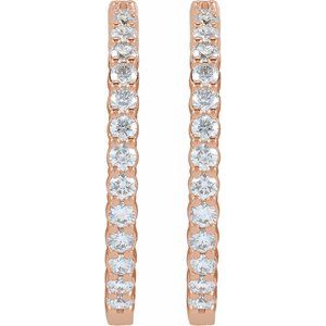 14K Rose Gold 5 CTW Natural Diamond Inside-Outside Hinged 37.8 mm Hoop Earrings