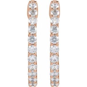 14K Rose Gold 3/4 CTW Lab-Grown Diamond Inside-Outside Hinged 17.2 mm Hoop Earrings