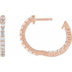 14K Rose Gold 3/4 CTW Lab-Grown Diamond Inside-Outside Hinged 17.2 mm Hoop Earrings