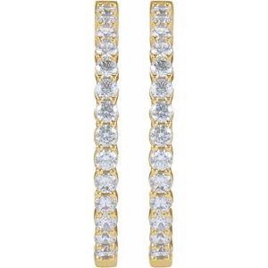 14K Yellow Gold 4 CTW Lab-Grown Diamond Inside-Outside Hinged 36 mm Hoop Earrings