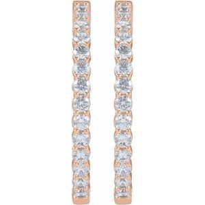14K Rose Gold 4 CTW Lab-Grown Diamond Inside-Outside Hinged 36 mm Hoop Earrings
