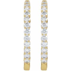 14K Yellow Gold 3 CTW Natural Diamond Inside-Outside Hinged 30 mm Hoop Earrings