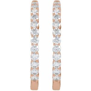 14K Rose Gold 3 CTW Lab-Grown Diamond Inside-Outside Hinged 30 mm Hoop Earrings