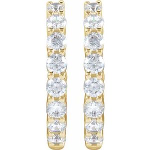 14K Yellow Gold 2 CTW Lab-Grown Diamond Inside-Outside Hinged 20 mm Hoop Earrings