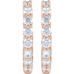 14K Rose Gold 2 CTW Lab-Grown Diamond Inside-Outside Hinged 20 mm Hoop Earrings
