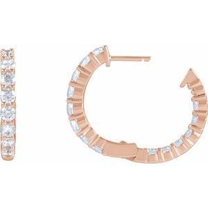 14K Rose Gold 2 CTW Lab-Grown Diamond Inside-Outside Hinged 20 mm Hoop Earrings