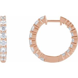 14K Rose Gold 2 CTW Natural Diamond Inside-Outside Hinged 20 mm Hoop Earrings