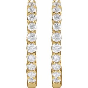 14K Yellow Gold 1 CTW Lab-Grown Diamond Inside-Outside Hinged 19.3 mm Hoop Earrings