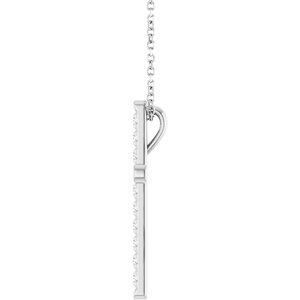 14K White Gold 1/2 CTW Natural Diamond French-Set Cross 16-18" Necklace