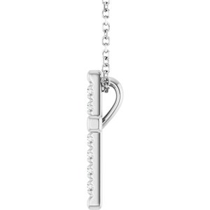 14K White Gold 1/5 CTW Natural Diamond French-Set Cross 16-18" Necklace