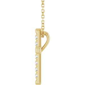 14K Yellow Gold 1/5 CTW Lab-Grown Diamond French-Set Cross 16-18" Necklace
