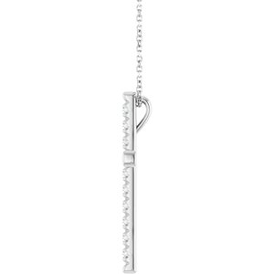 14K White Gold 3/4 CTW Natural Diamond French-Set Cross 16-18" Necklace
