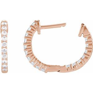 14K Rose Gold 1/2 CTW Lab-Grown Diamond Inside-Outside Hinged 14.5 mm Hoop Earrings