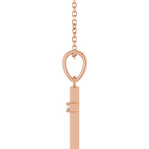 14K Rose Gold .015 CT Natural Diamond Cross 16-18" Necklace