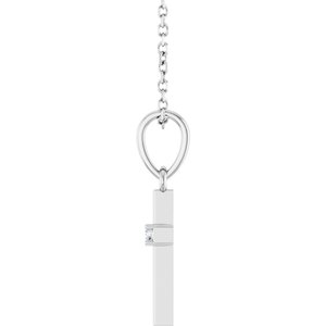14K White Gold .015 CT Natural Diamond Cross 16-18" Necklace