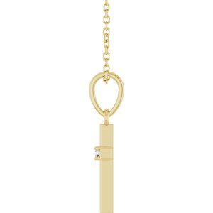 14K Yellow Gold .015 CT Natural Diamond Cross 16-18" Necklace