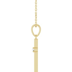 14K Yellow Gold .03 CT Natural Diamond Cross 16-18" Necklace