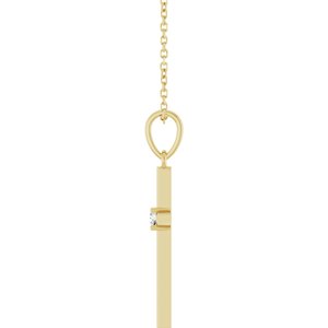 14K Yellow Gold .06 CT Natural Diamond Cross 16-18" Necklace