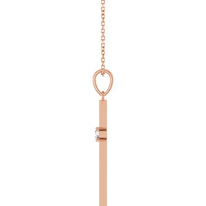 14K Rose Gold 1/10 CT Natural Diamond Cross 16-18" Necklace