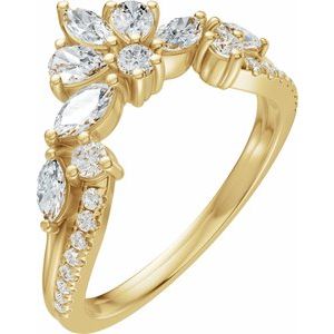 14K Yellow Gold 3/4 CTW Natural Diamond Contour Band