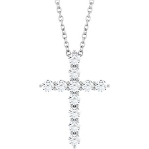 Platinum 3/8 CTW Natural Diamond Cross 16-18" Necklace