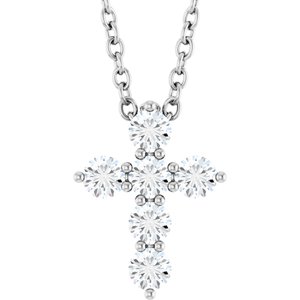 Platinum 1/4 CTW Natural Diamond Cross 16-18" Necklace