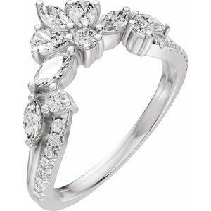 Platinum 3/4 CTW Natural Diamond Contour Band