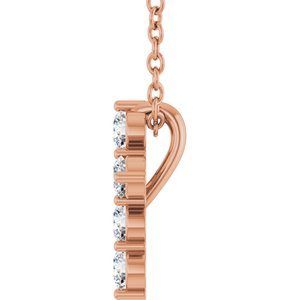 14K Rose Gold 1/4 CTW Natural Diamond Cross 16-18" Necklace