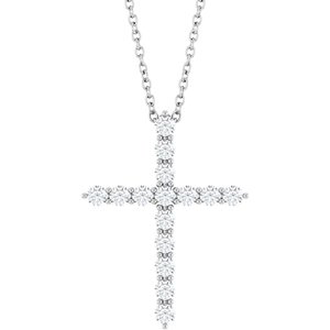 Sterling Silver 1/2 CTW Natural Diamond Cross 16-18" Necklace