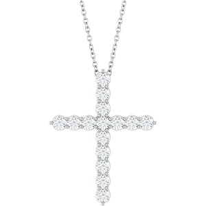 Platinum 3/4 CTW Natural Diamond Cross 16-18" Necklace