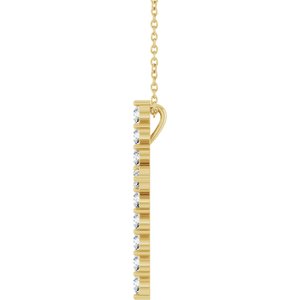 14K Yellow Gold 3/4 CTW Lab-Grown Diamond Cross 16-18" Necklace