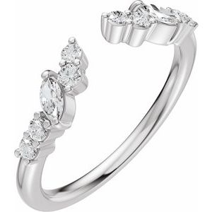 14K White Gold 1/4 CTW Natural Diamond Open Band Size 7