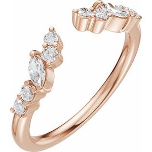 14K Rose Gold 1/4 CTW Lab-Grown Diamond Open Band Size 7
