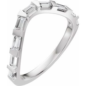 14K White Gold 3/8 CTW Natural Diamond Contour Band