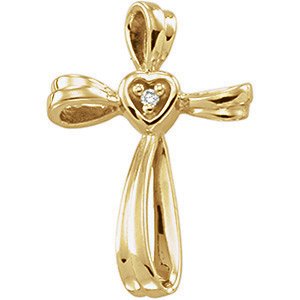 14K White Gold .02 CTW Natural Diamond Cross Pendant