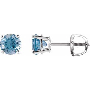 Platinum 6 mm Natural Aquamarine Earrings
