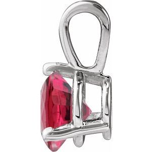 14K White Gold Lab-Grown Ruby Pendant