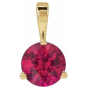 14K Yellow Gold Lab-Grown Ruby Pendant