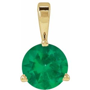 14K Yellow Gold Lab-Grown Emerald Pendant