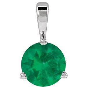 14K White Gold Lab-Grown Emerald Pendant