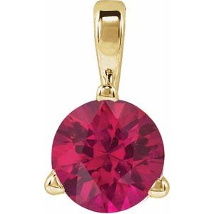 14K Yellow Gold Lab-Grown Ruby Pendant
